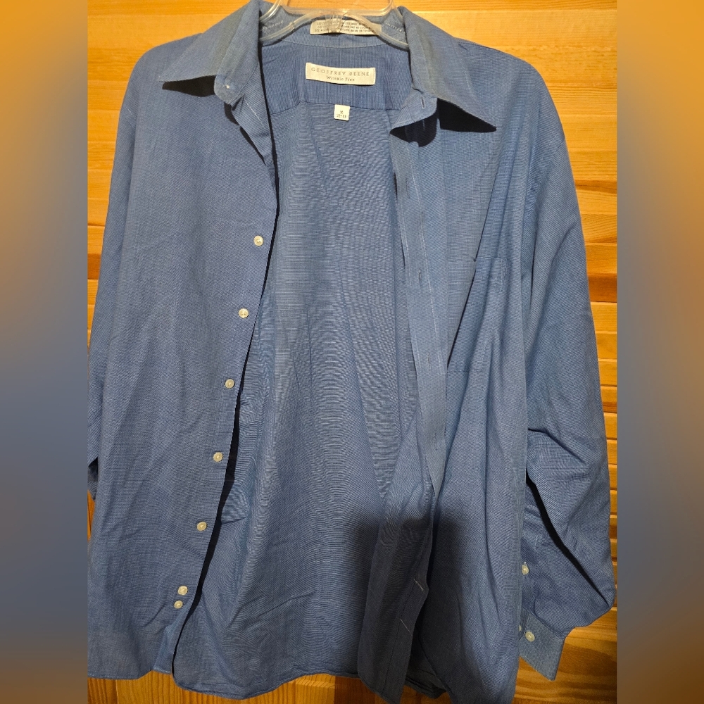 Geoffrey Beene Navy Striped Shirt 16 32/33